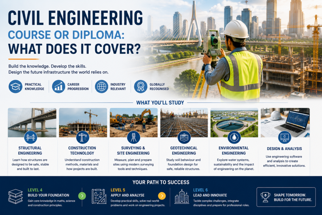 , Civil Engineering Courses and Diplomas: Topics, Skills and Career Routes